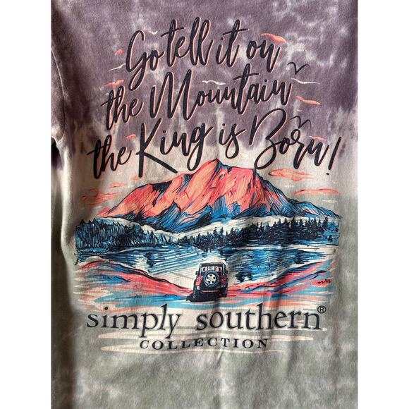 SIMPLY SOUTHERN "Go Tell It On The Mountain" Purple/Grey Tie Dye Long Sleeve Tee - Picture 2 of 8
